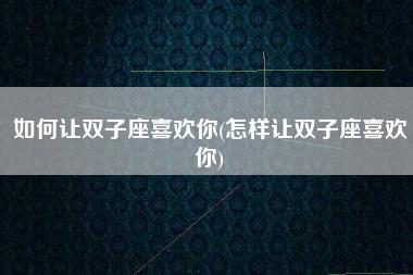 如何让双子座喜欢你