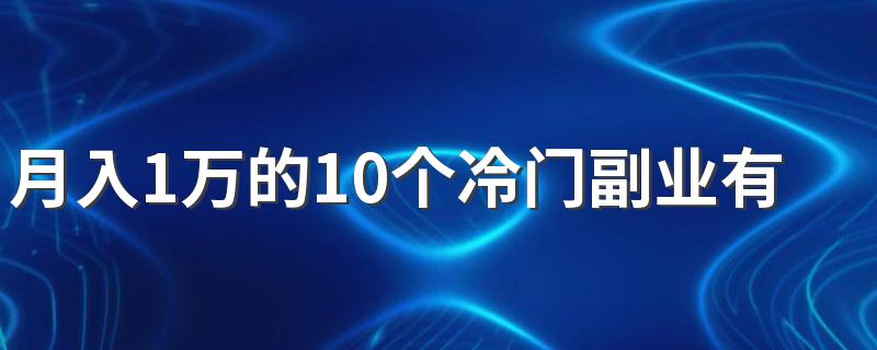 月入1万的10个冷门副业有哪些 十个冷门不起眼的暴利行业项目