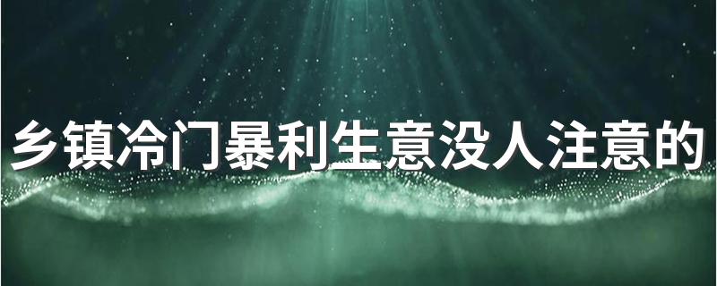 乡镇冷门暴利生意没人注意的行业有哪些 普通人可以做冷门活动吗