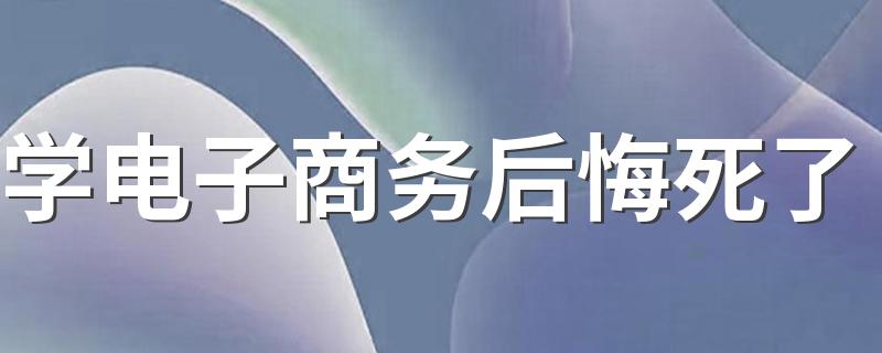 学电子商务后悔死了 为什么这么说