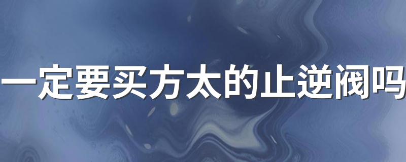 一定要买方太的止逆阀吗 油烟机不装止逆阀可以吗