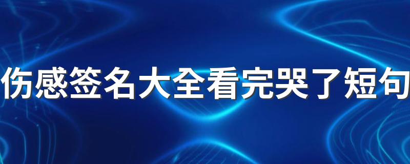 伤感签名大全看完哭了短句 一秒心酸的扎心签名