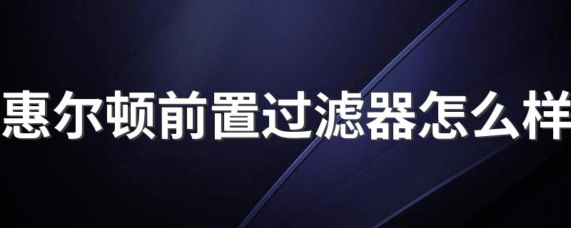 惠尔顿前置过滤器怎么样 惠尔顿前置过滤器为什么便宜