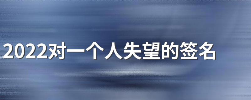 2022对一个人失望的签名大全