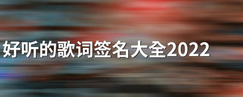 好听的歌词签名大全2022