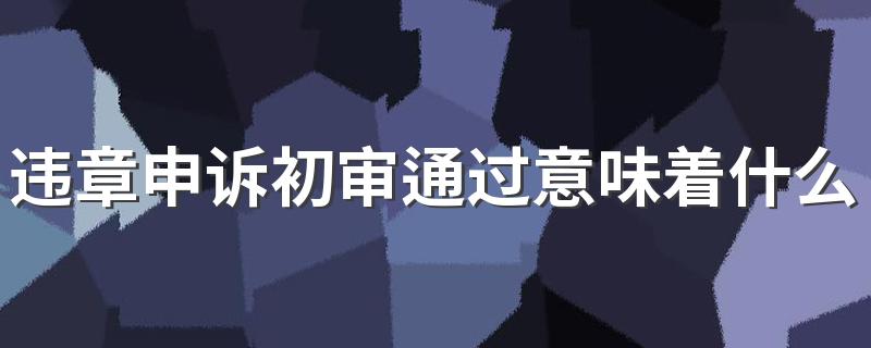 违章申诉初审通过意味着什么