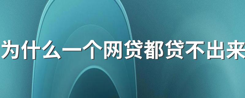 为什么一个网贷都贷不出来