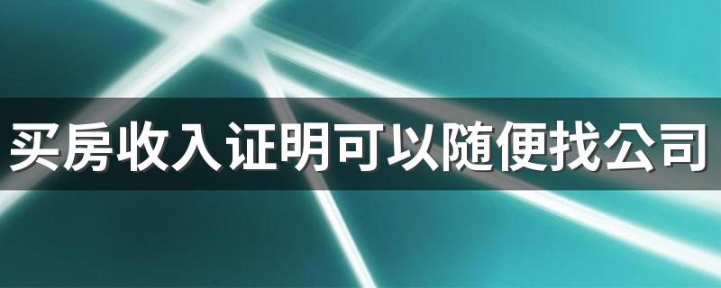 买房收入证明可以随便找公司开吗