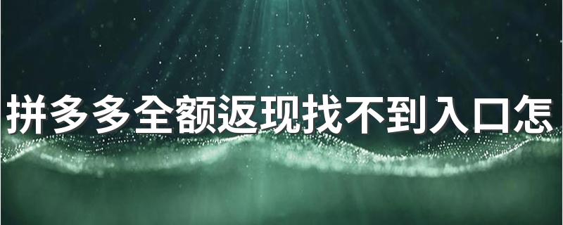 拼多多全额返现找不到入口怎么办