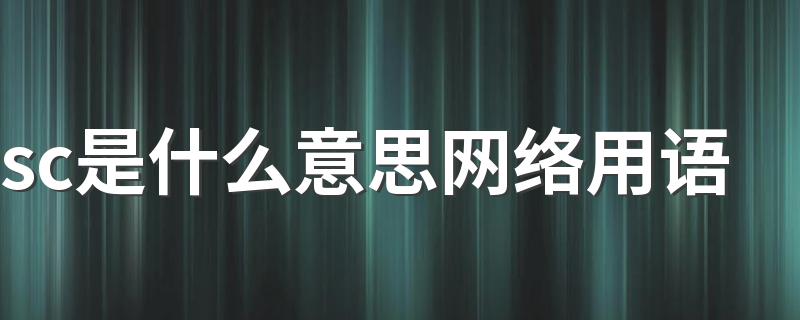 sc是什么意思网络用语 sc是什么意思的缩写呢