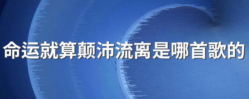 命运就算颠沛流离是哪首歌的歌词 命运就算颠沛流离的出处