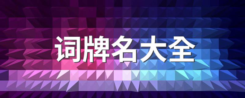 词牌名大全 常用的词牌名都有哪些