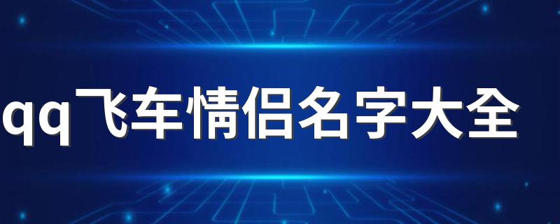 qq飞车情侣名字大全 适合做qq飞车的情侣网名