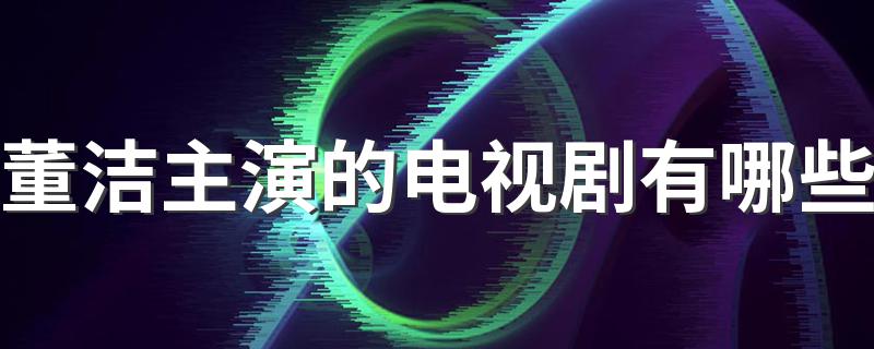 董洁主演的电视剧有哪些 董洁个人简介