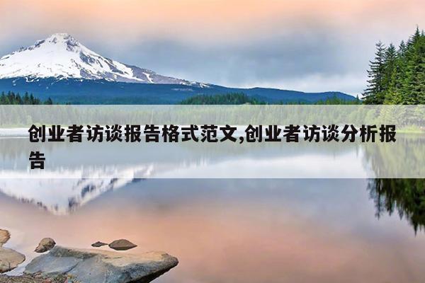 创业者访谈报告格式范文,创业者访谈分析报告