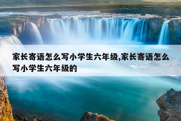家长寄语怎么写小学生六年级,家长寄语怎么写小学生六年级的