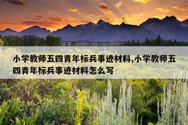 小学教师五四青年标兵事迹材料,小学教师五四青年标兵事迹材料怎么写