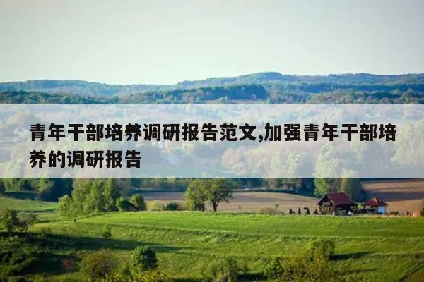 青年干部培养调研报告范文,加强青年干部培养的调研报告