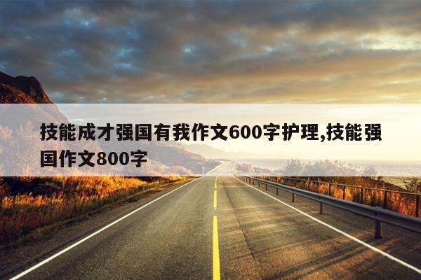 技能成才强国有我作文600字护理,技能强国作文800字