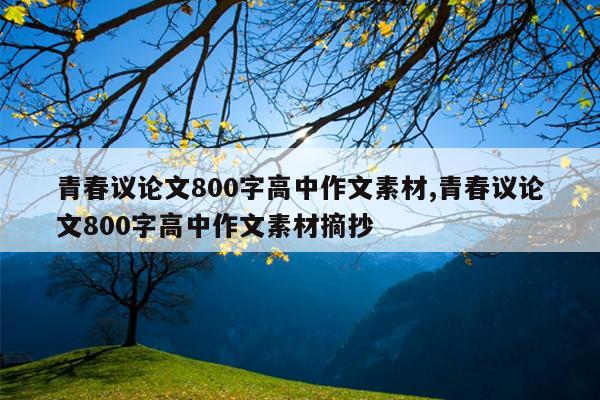 青春议论文800字高中作文素材,青春议论文800字高中作文素材摘抄
