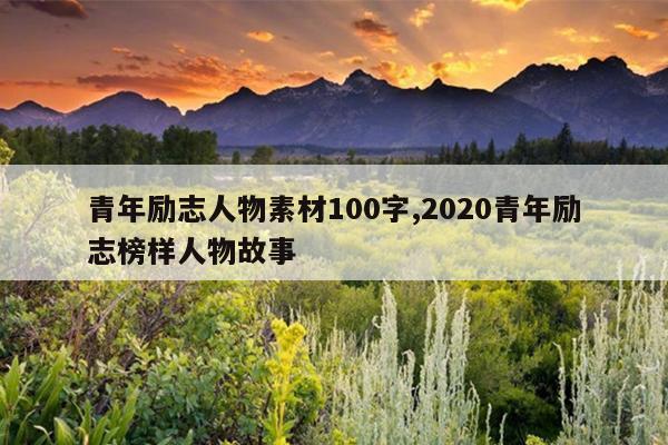 青年励志人物素材100字,2020青年励志榜样人物故事