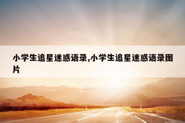 小学生追星迷惑语录,小学生追星迷惑语录图片