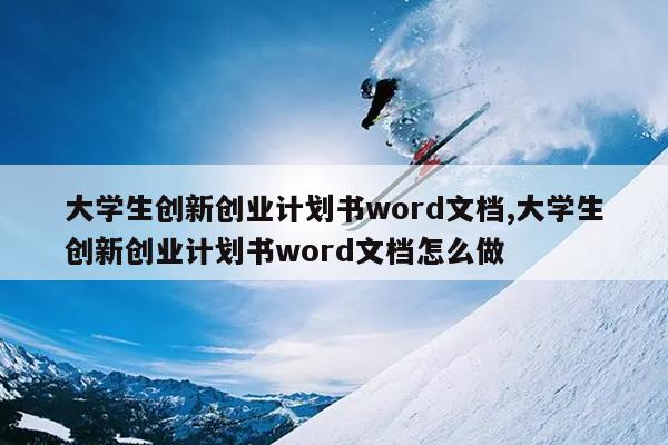 大学生创新创业计划书word文档,大学生创新创业计划书word文档怎么做