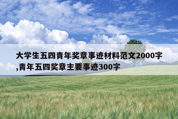 大学生五四青年奖章事迹材料范文2000字,青年五四奖章主要事迹300字