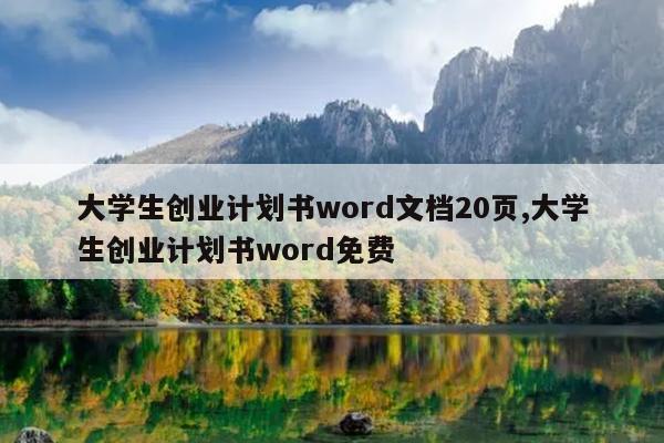 大学生创业计划书word文档20页,大学生创业计划书word免费