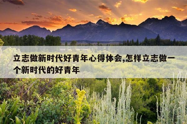 立志做新时代好青年心得体会,怎样立志做一个新时代的好青年