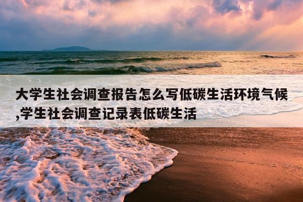 大学生社会调查报告怎么写低碳生活环境气候,学生社会调查记录表低碳生活
