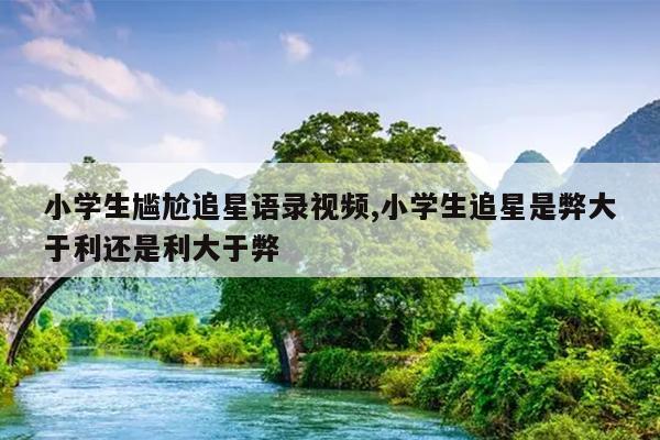 小学生尴尬追星语录视频,小学生追星是弊大于利还是利大于弊