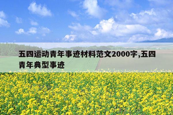 五四运动青年事迹材料范文2000字,五四青年典型事迹