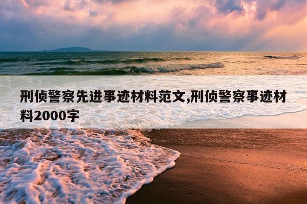 刑侦警察先进事迹材料范文,刑侦警察事迹材料2000字