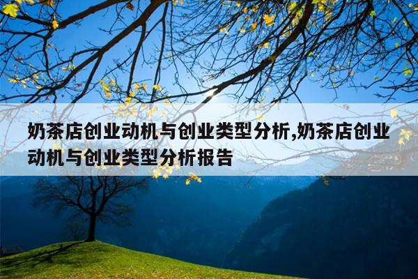 奶茶店创业动机与创业类型分析,奶茶店创业动机与创业类型分析报告