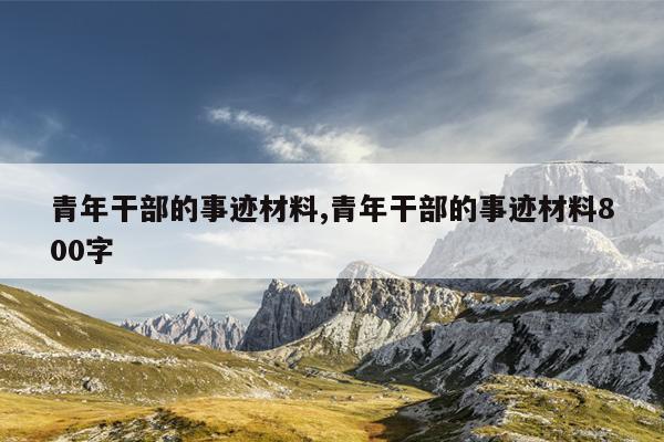 青年干部的事迹材料,青年干部的事迹材料800字