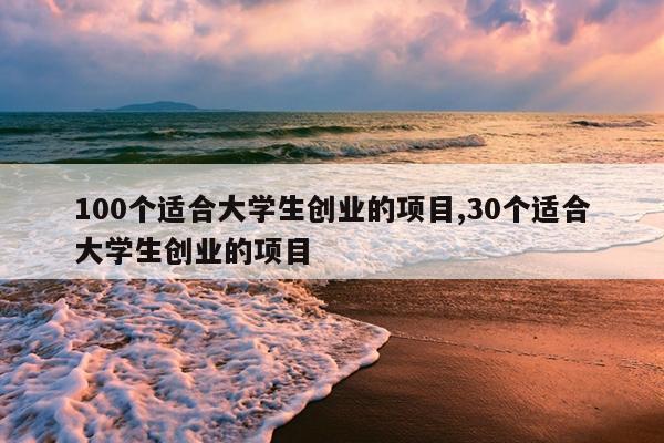 100个适合大学生创业的项目,30个适合大学生创业的项目