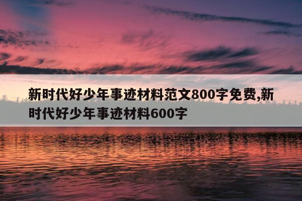 新时代好少年事迹材料范文800字免费,新时代好少年事迹材料600字