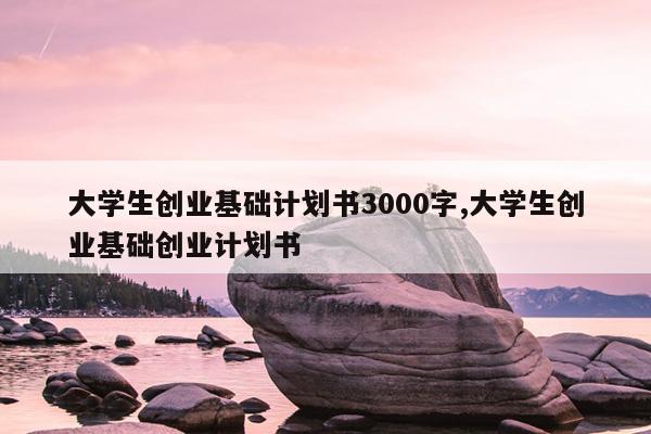 大学生创业基础计划书3000字,大学生创业基础创业计划书