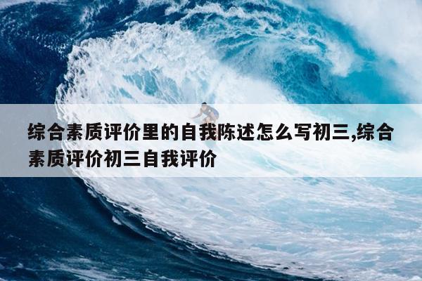 综合素质评价里的自我陈述怎么写初三,综合素质评价初三自我评价