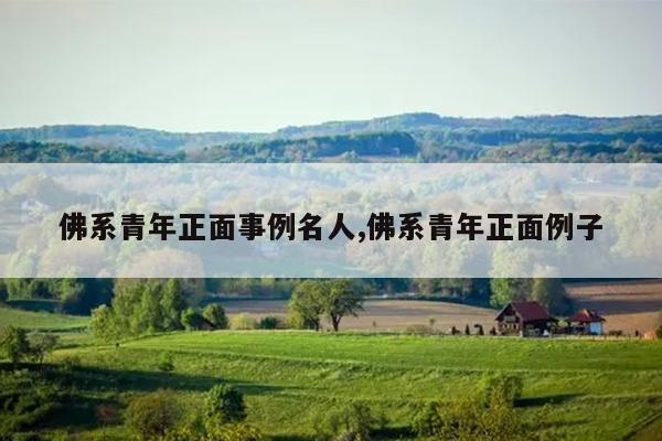 佛系青年正面事例名人,佛系青年正面例子