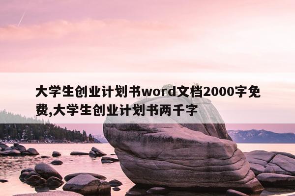 大学生创业计划书word文档2000字免费,大学生创业计划书两千字