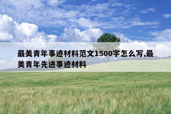 最美青年事迹材料范文1500字怎么写,最美青年先进事迹材料