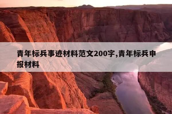 青年标兵事迹材料范文200字,青年标兵申报材料