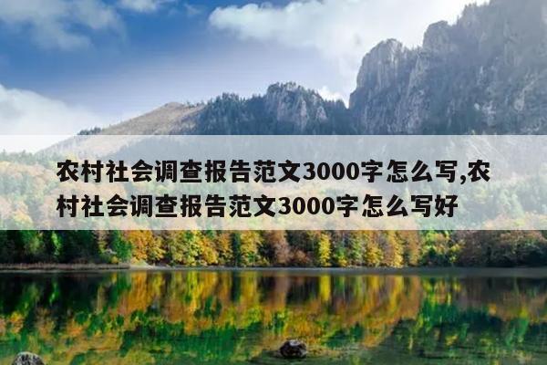 农村社会调查报告范文3000字怎么写,农村社会调查报告范文3000字怎么写好