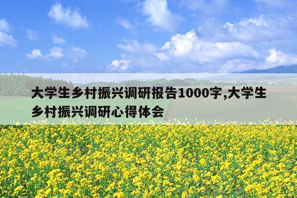 大学生乡村振兴调研报告1000字,大学生乡村振兴调研心得体会