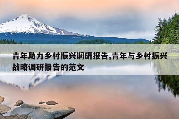 青年助力乡村振兴调研报告,青年与乡村振兴战略调研报告的范文