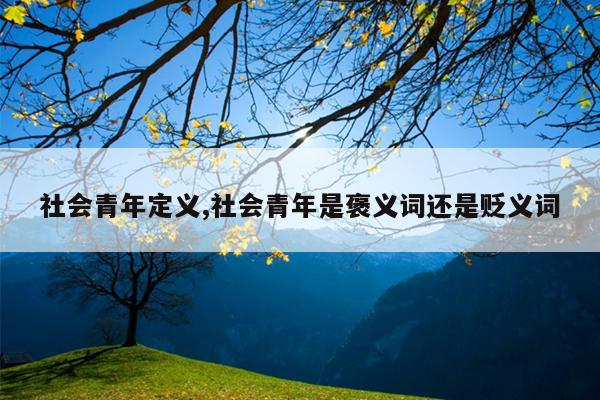 社会青年定义,社会青年是褒义词还是贬义词