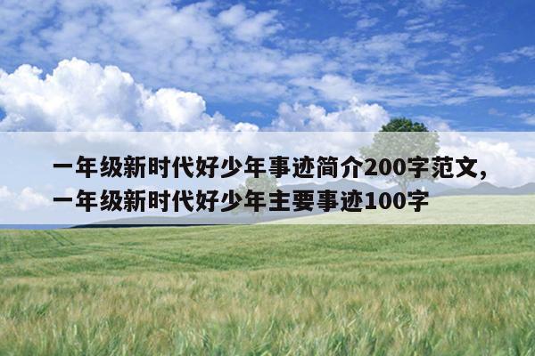 一年级新时代好少年事迹简介200字范文,一年级新时代好少年主要事迹100字