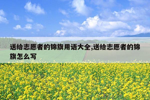 送给志愿者的锦旗用语大全,送给志愿者的锦旗怎么写